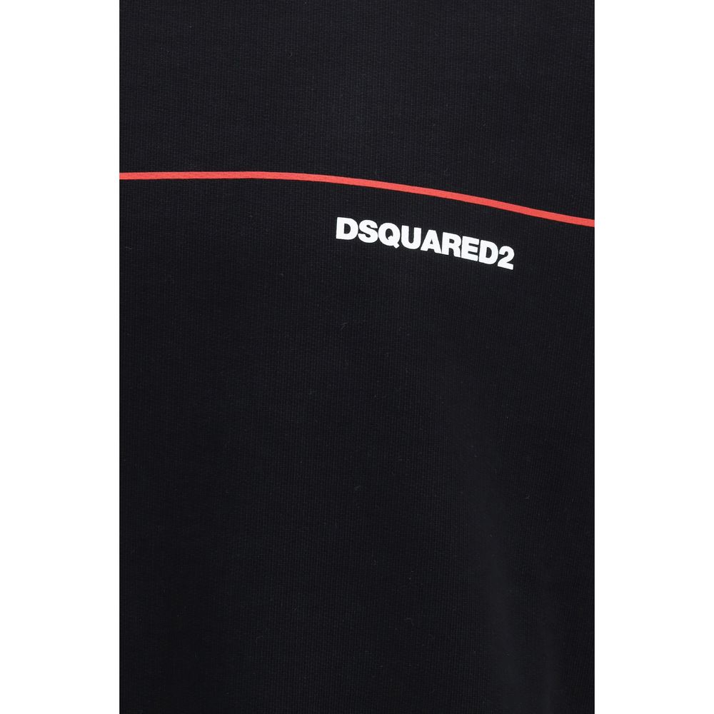 Sweat-shirt en coton noir de la marque Dsquared², avec logo discret, porté de face, pour un style décontracté et tendance.
