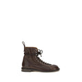 Bottes à lacets en cuir de veau marron Bos Taurus de Versace, élégantes et sophistiquées pour un look chic.