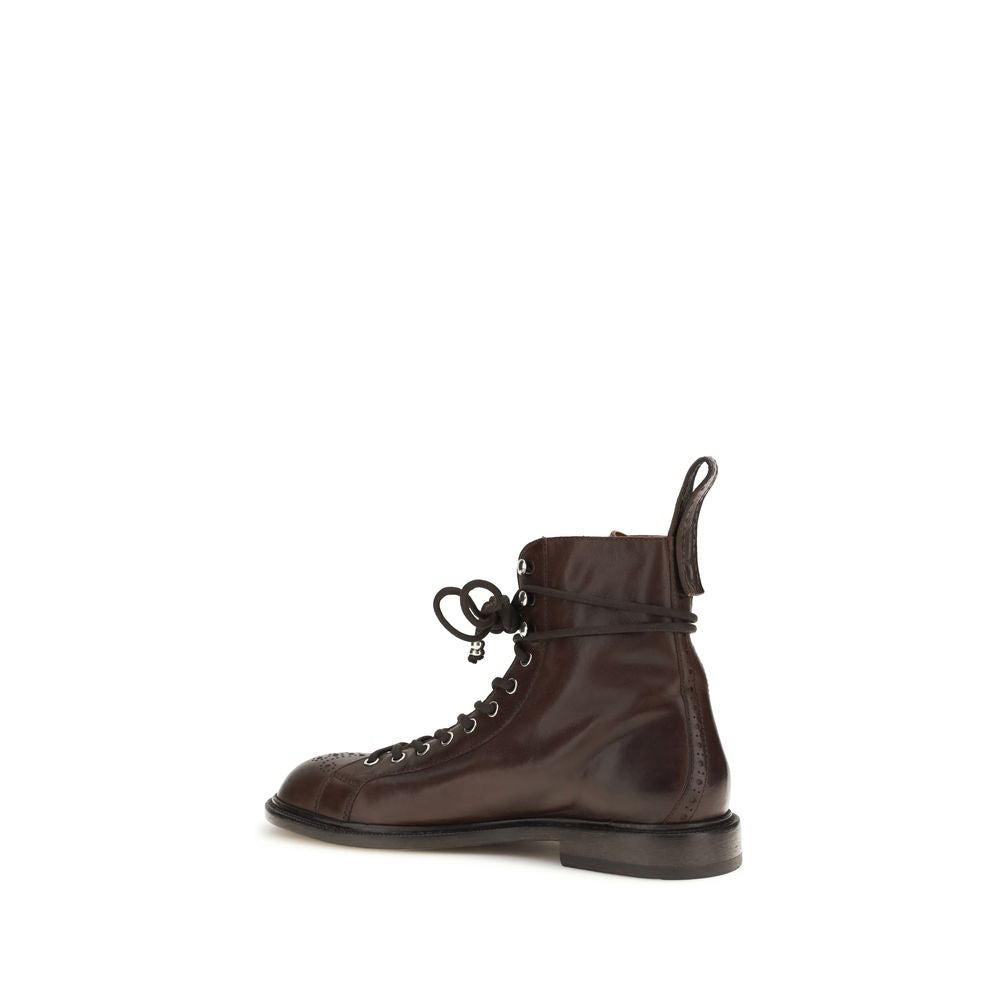Bottes à lacets en cuir de veau marron Bos Taurus de Versace, style élégant et finition de haute qualité.
