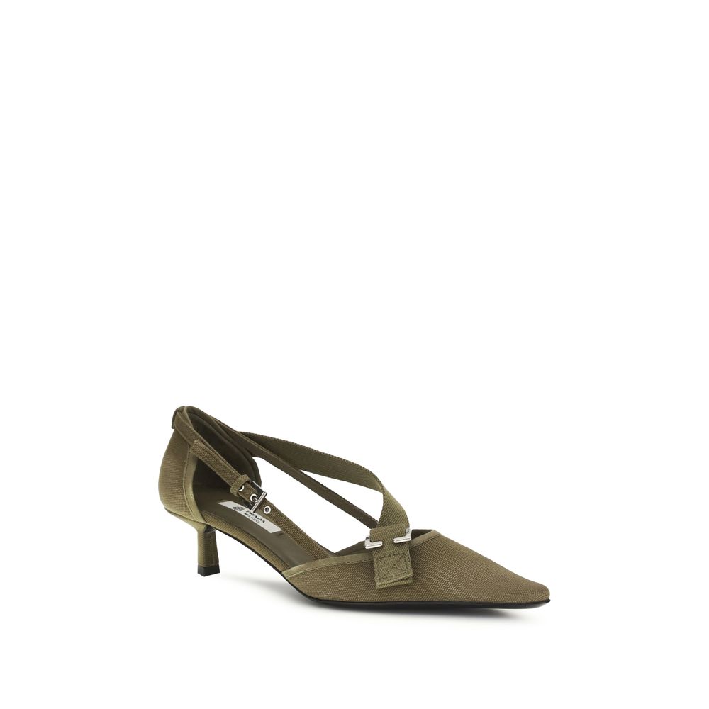Chaussures Prada Bicolor en coton, talons moyens, style élégant, avec design bicolore, pour femmes.