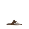 Prada Braune flache Sandalen aus Kalbsleder Bos Taurus