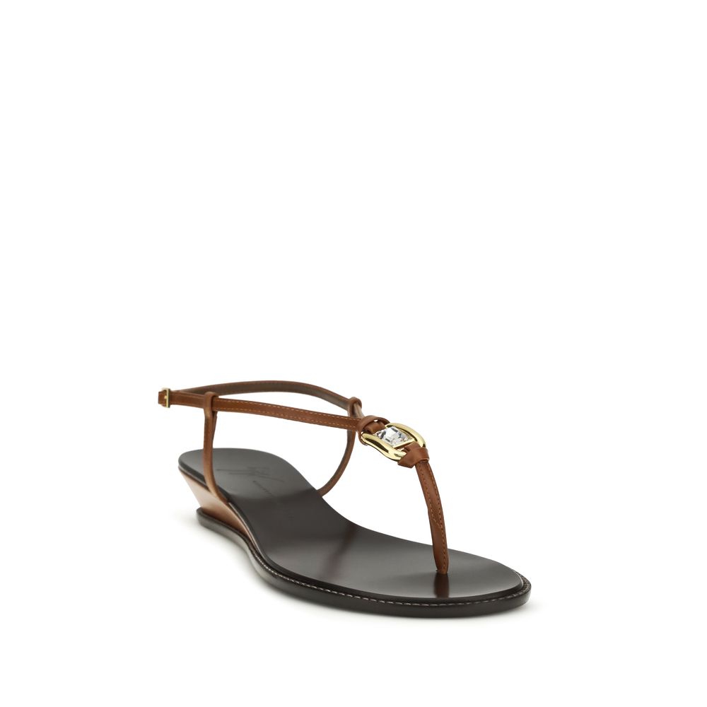 Giuseppe Zanotti Braune Keilsandalen aus Kalbsleder Bos Taurus