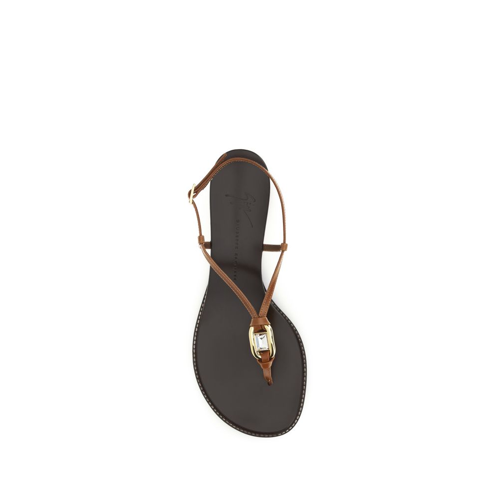 Giuseppe Zanotti Braune Keilsandalen aus Kalbsleder Bos Taurus