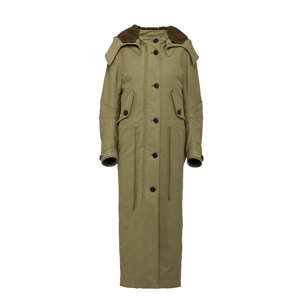 Manteau bicolore en polyamide Prada, coupe moderne et élégante, affiché sur un mannequin.
