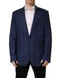 Costume homme Dolce & Gabbana bleu, veste à deux boutons croisée simple, style élégant et classique en tissu de qualité.