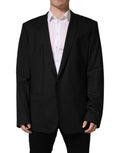 Veste de costume Dolce & Gabbana noire à deux boutons, à simple boutonnage, élégante et sophistiquée.