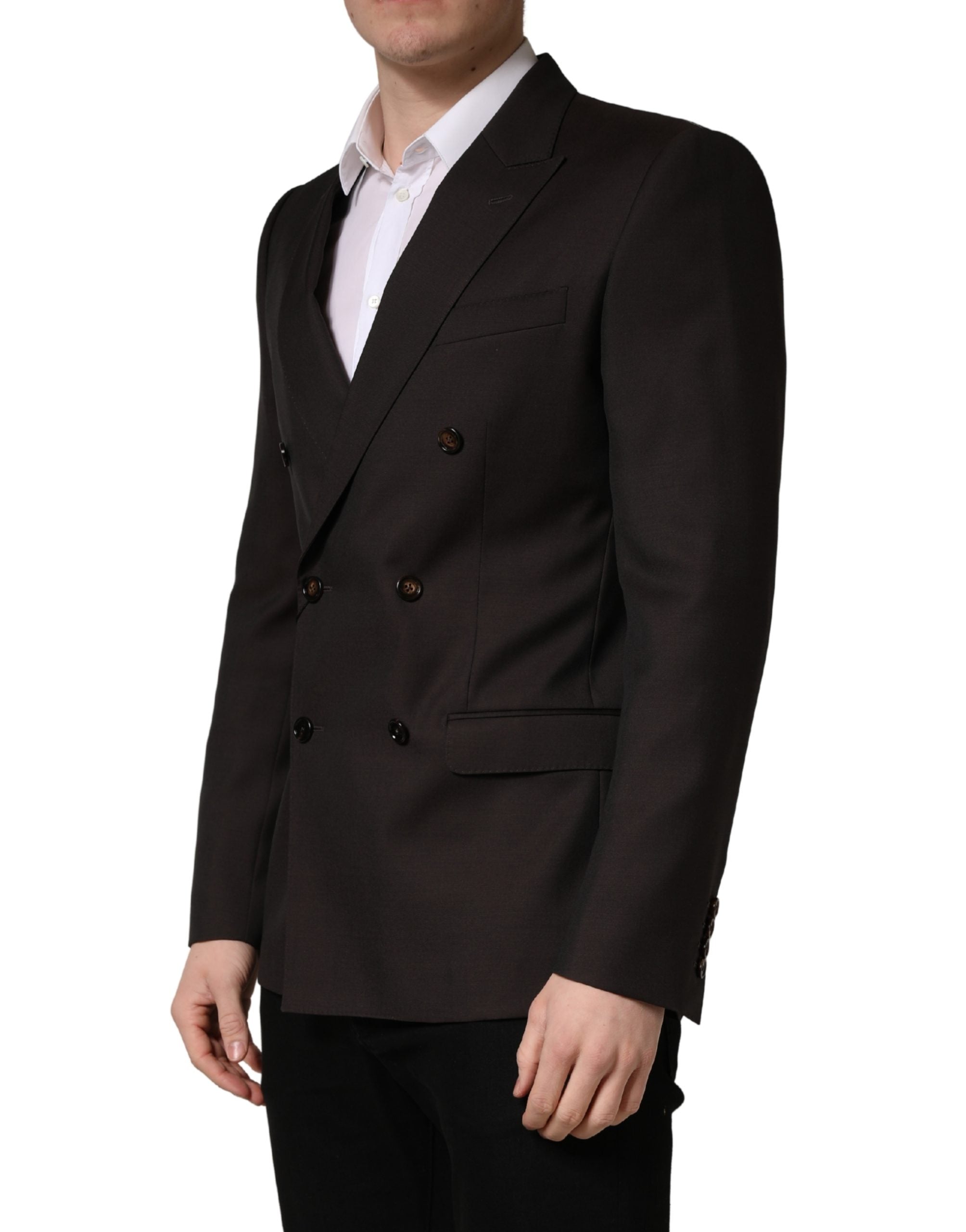 Veste en laine noire à double boutonnage Dolce & Gabbana Dark Violet, costume homme élégante et sophistiquée.