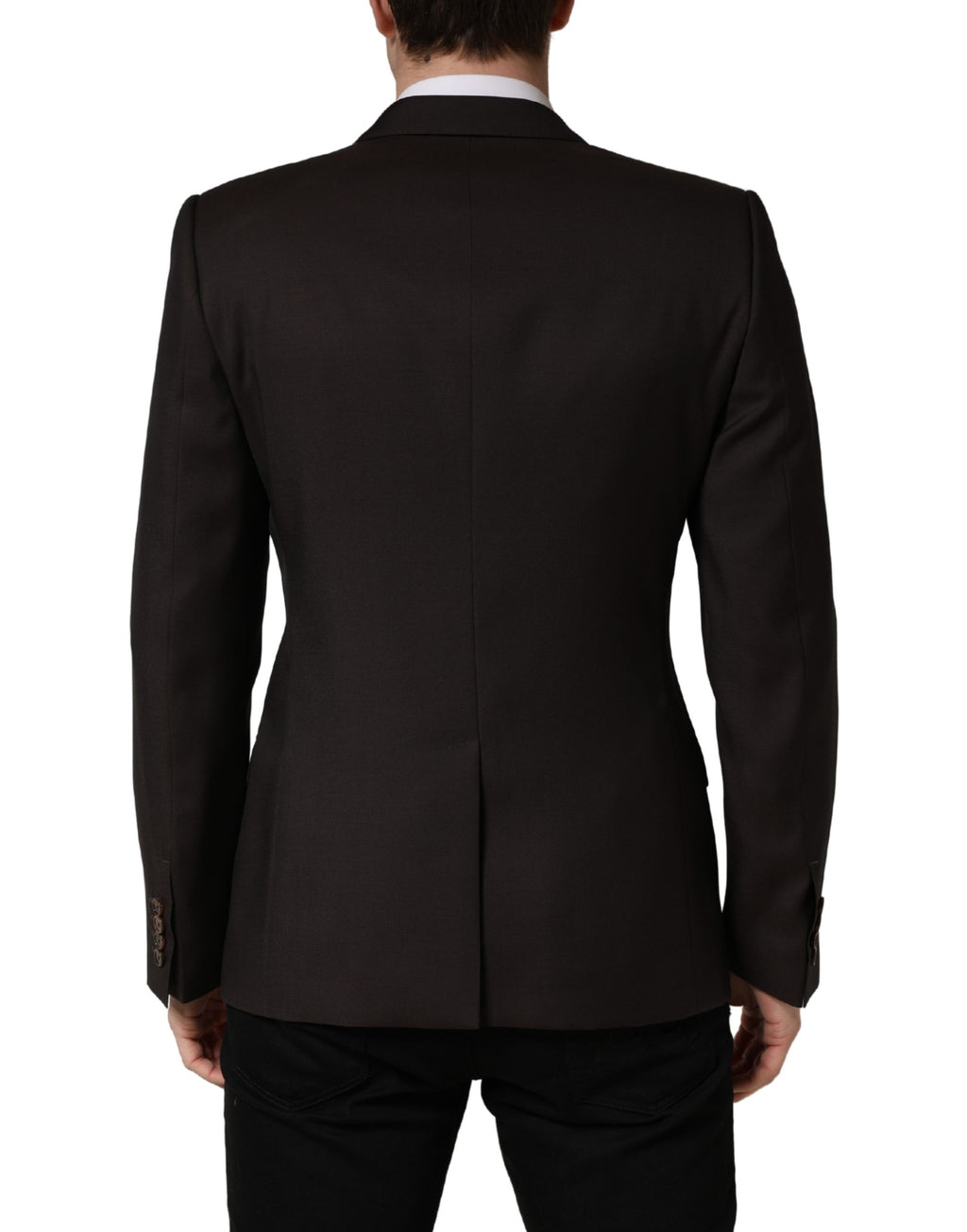 Veste de costume en laine violette foncée Dolce & Gabbana à double boutonnage, élégante et sophistiquée.