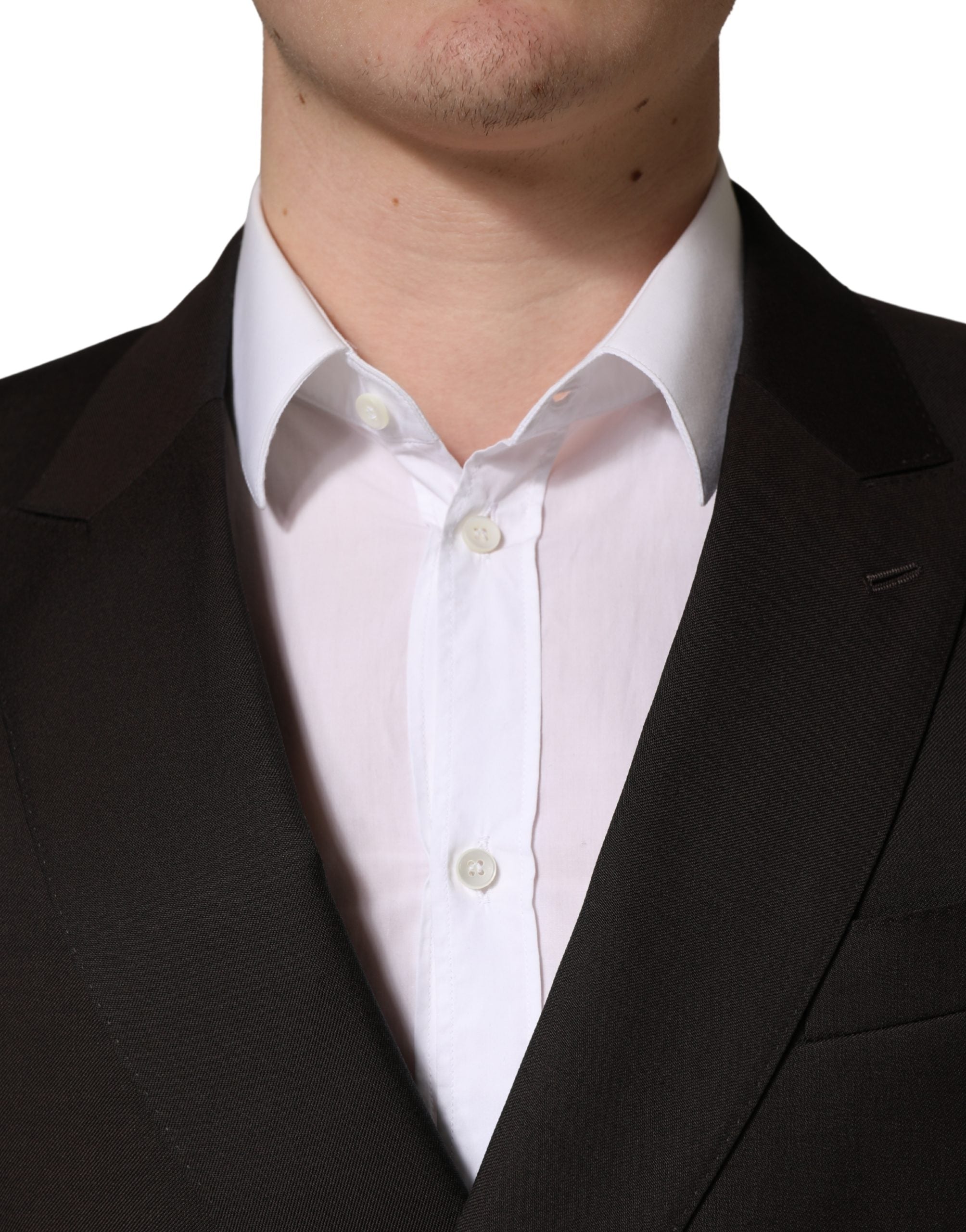 Costume homme en laine violette foncée Dolce & Gabbana, veste à double boutonnage élégante et sophistiquée.