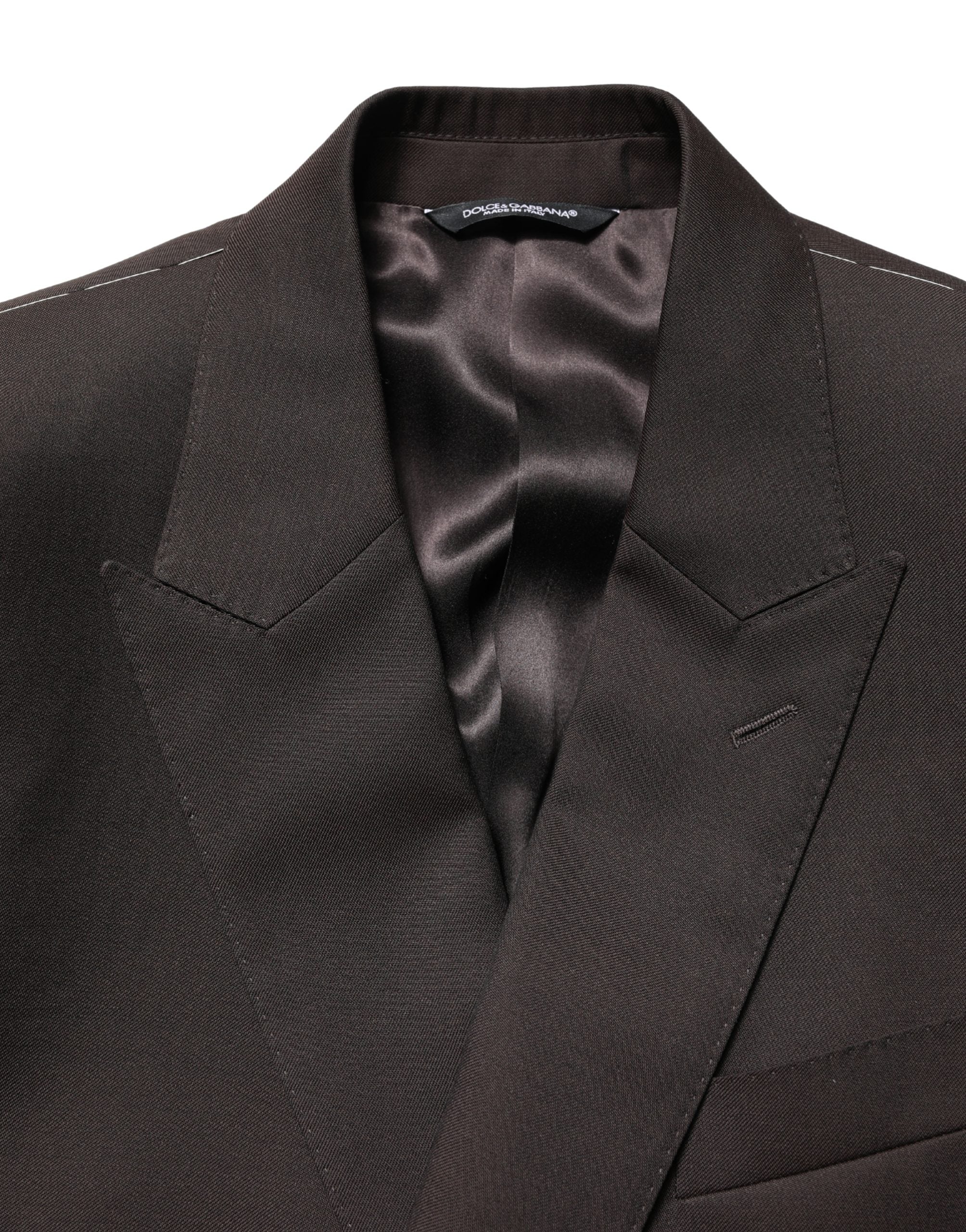 Veste blazer en laine violette foncée Dolce & Gabbana à double boutonnage, élégante et sophistiquée.