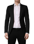 Veste de costume pour homme Dolce & Gabbana en polyester noir avec deux boutons, élégante et classique.