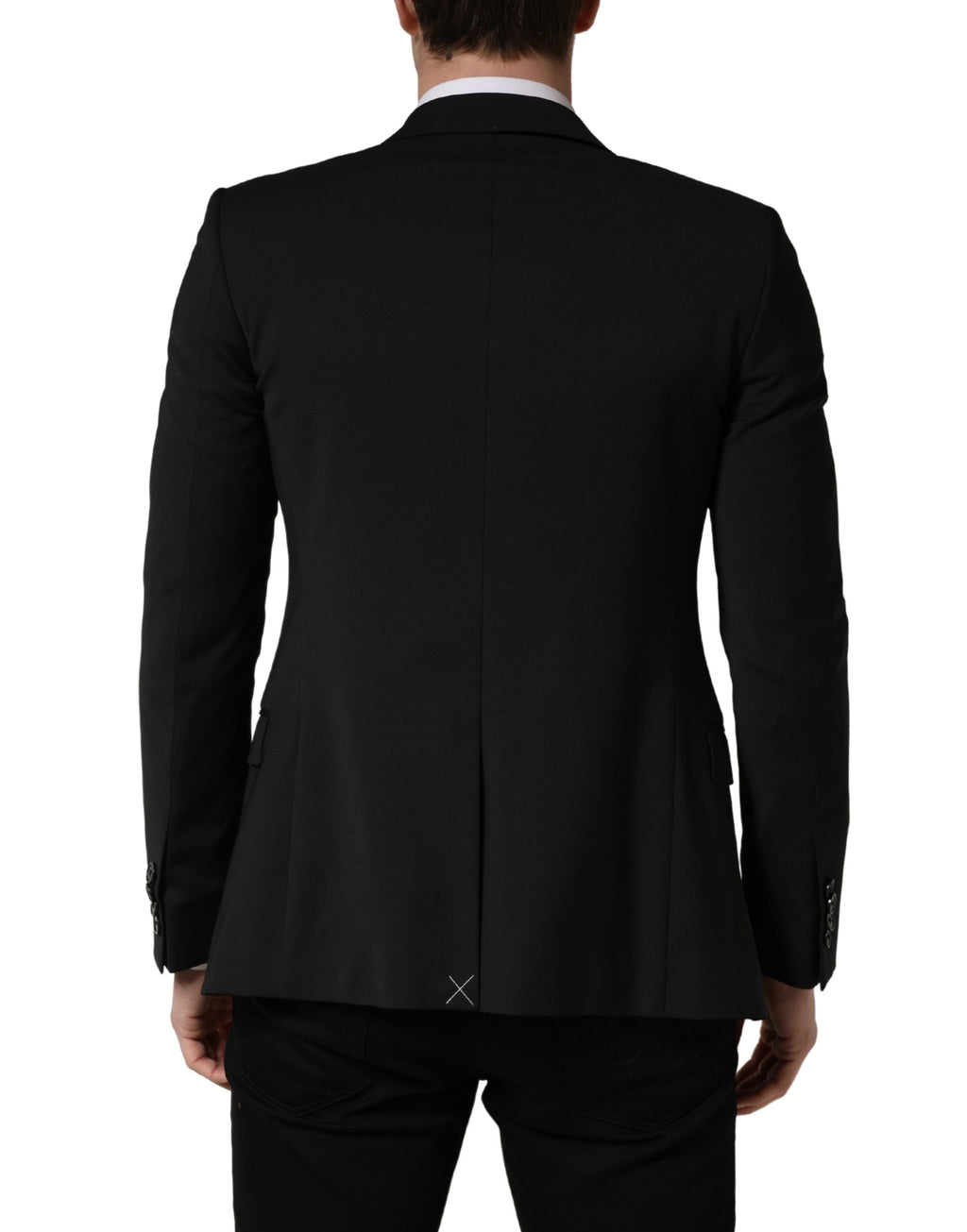 Veste pour homme Dolce & Gabbana en polyester noir avec deux boutons, style élégant et moderne.