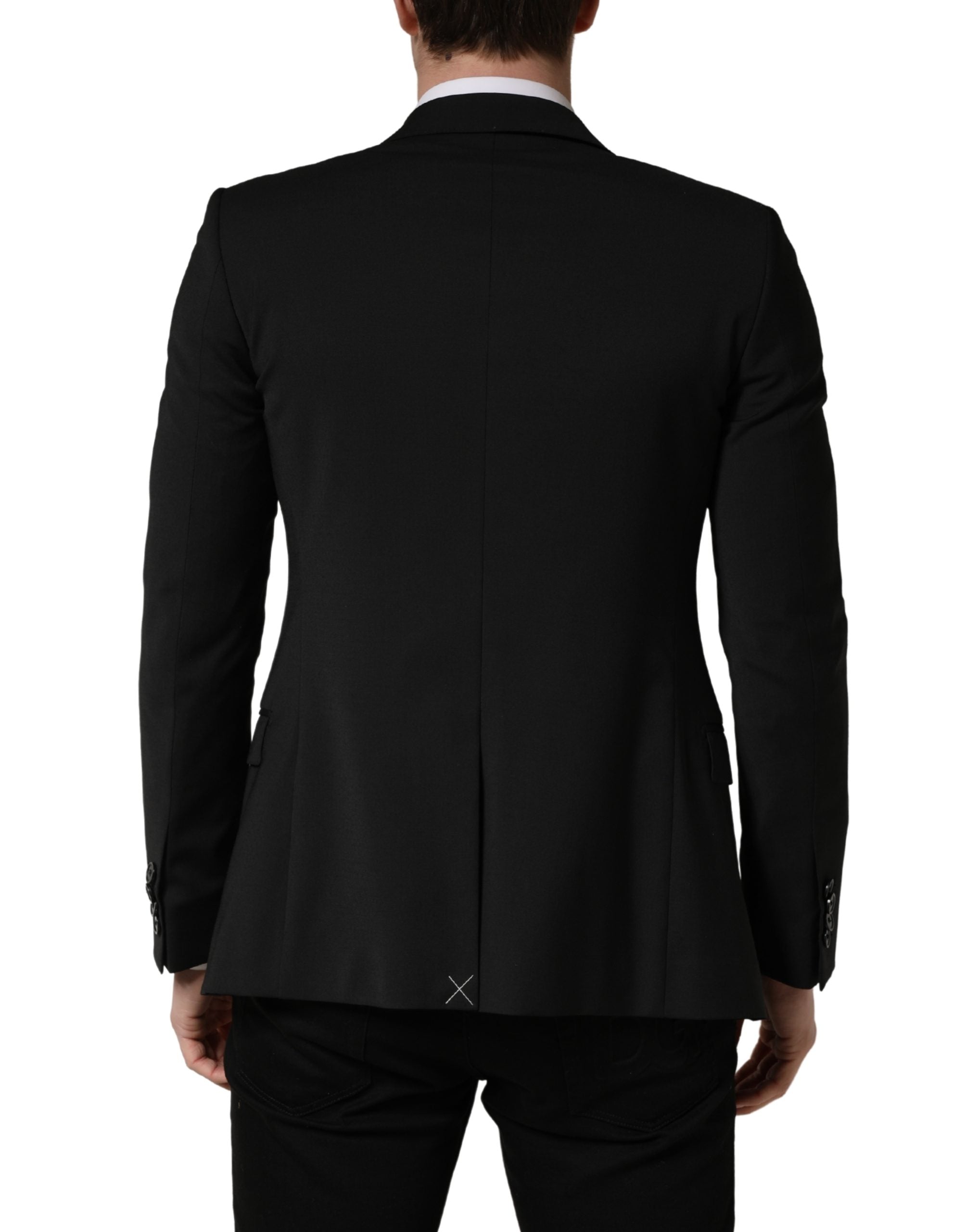 Veste pour homme Dolce & Gabbana en polyester noir avec deux boutons, style élégant et moderne.