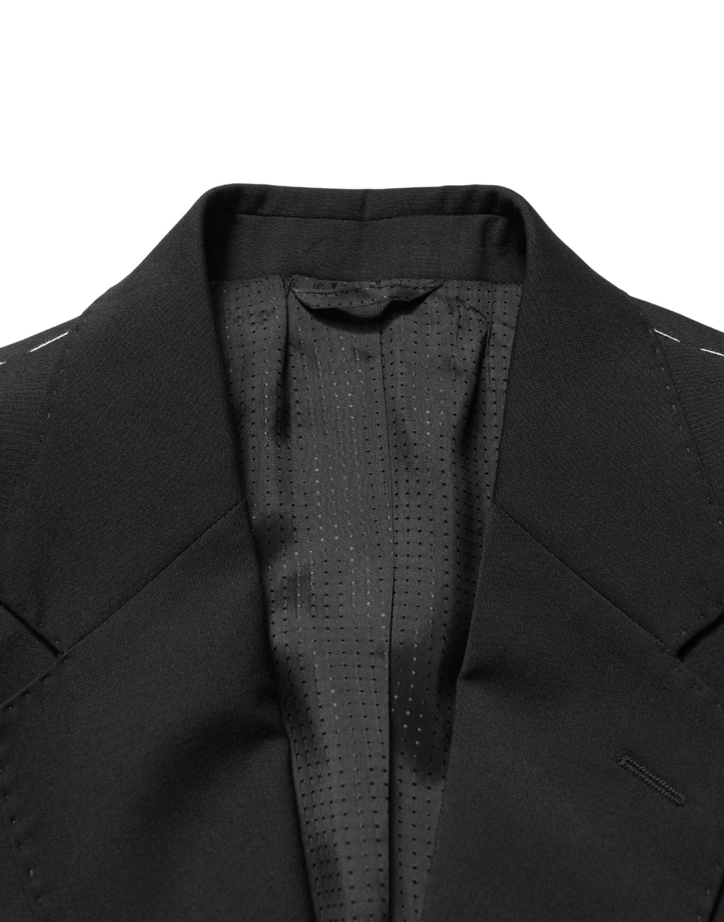 Veste de costume pour homme Dolce & Gabbana en polyester noir avec deux boutons et col classique.