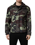 Veste bomber camouflage multicolore avec capuche Dolce & Gabbana, style urbain et tendance, veste en tissu léger et résistant.