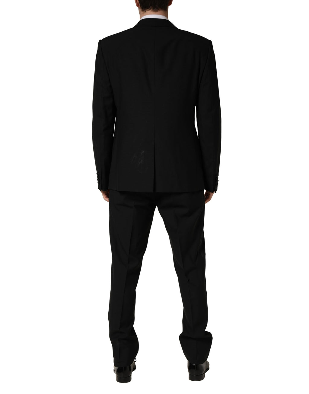 Costume 3 pièces Dolce & Gabbana en laine et soie noir, coupe slim fit, pour homme, avec veste, pantalon et gilet.