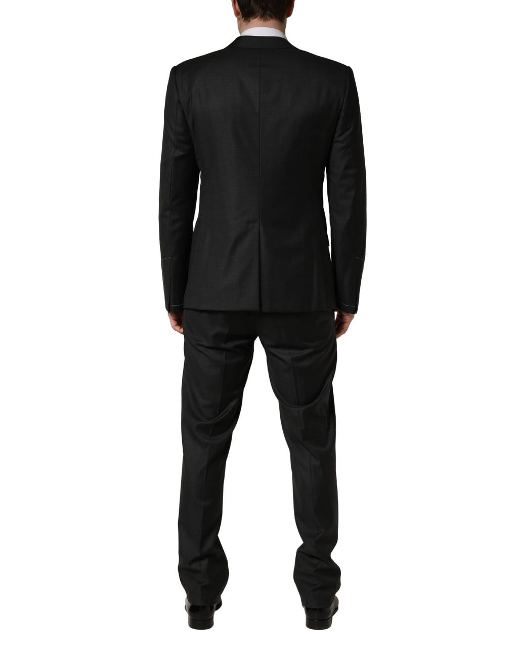 Costume homme en laine noire Dolce & Gabbana, costume 3 pièces ajusté, élégant et formel pour occasions spéciales.