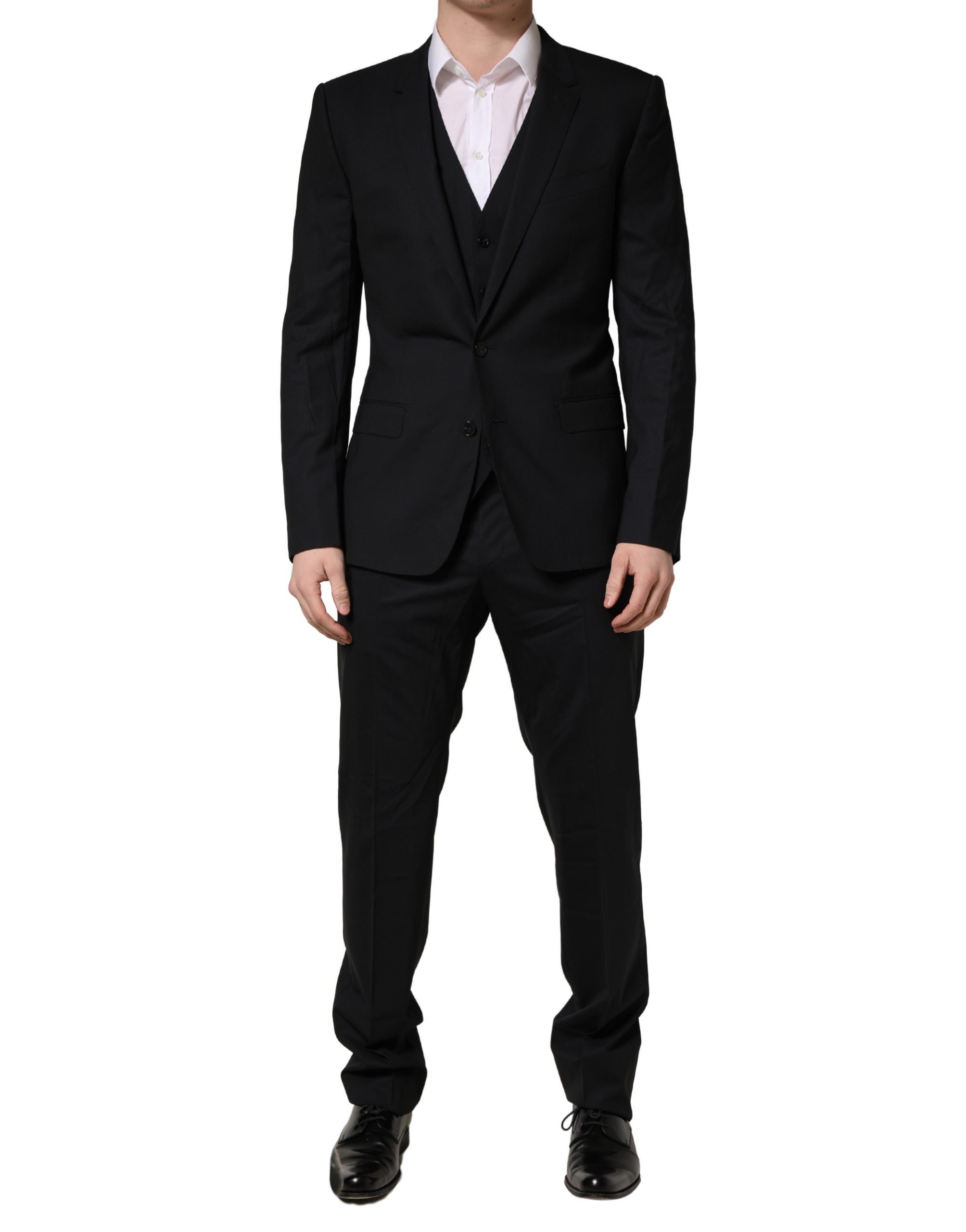 Dolce & Gabbana Dark Blue Wool 2 Buttons Formal 3 Piece Men Suit