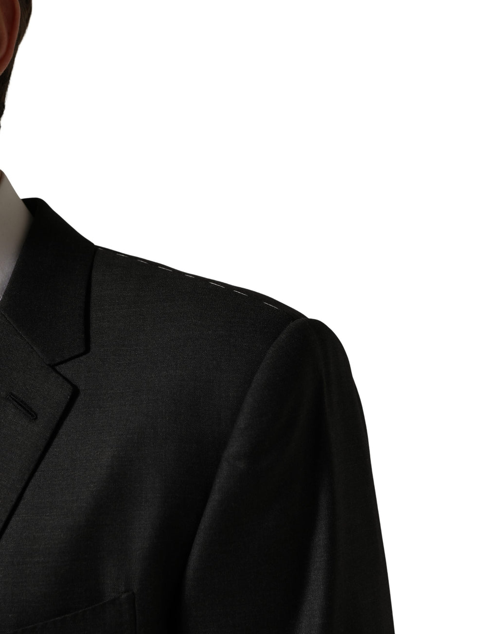 Costume homme Dolce & Gabbana en laine noire à deux boutons, costume formel 3 pièces, pantalon, veste et gilet.