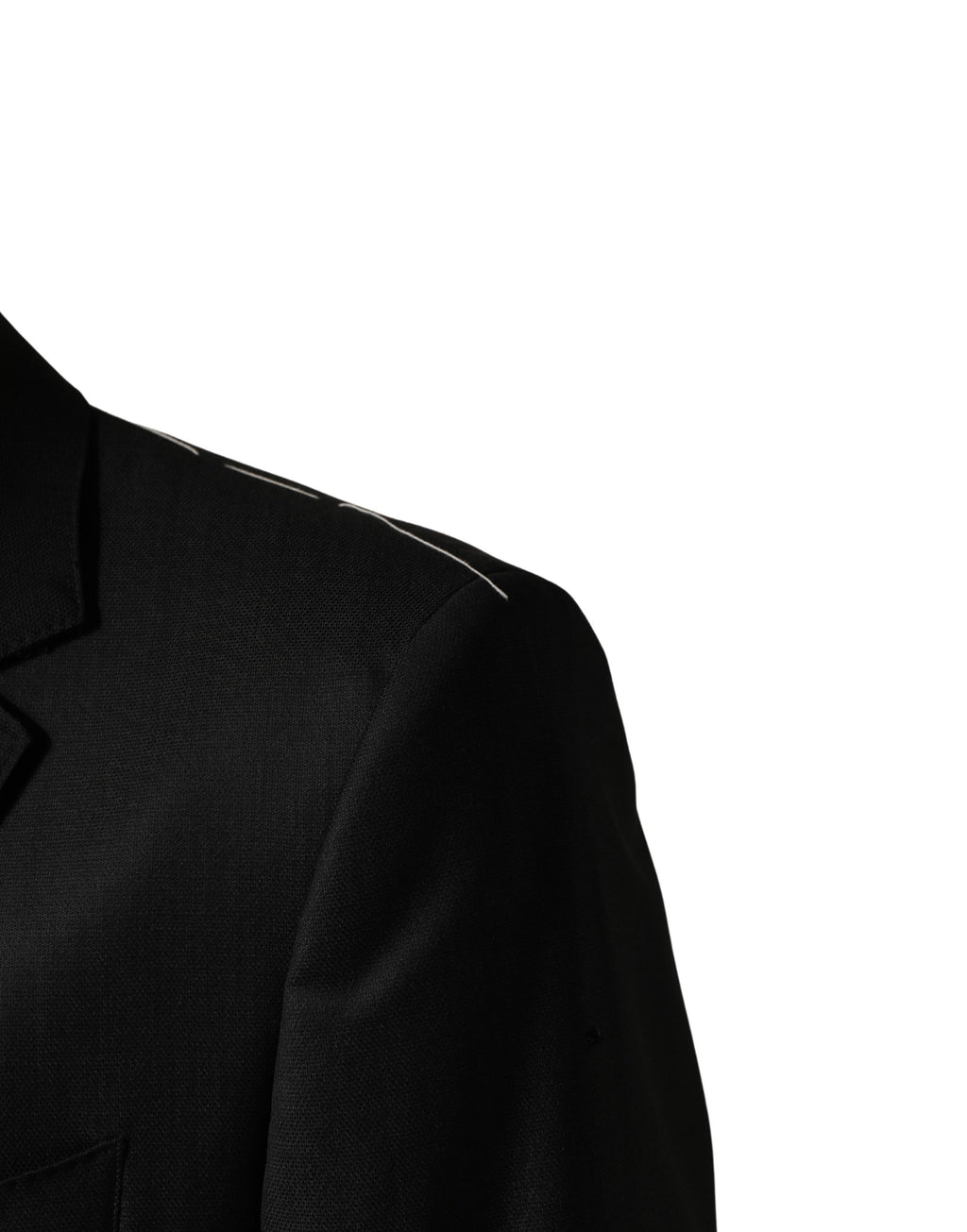 Costume formel deux pièces en laine noire de Dolce & Gabbana avec deux boutons, élégant et sophistiqué pour homme.