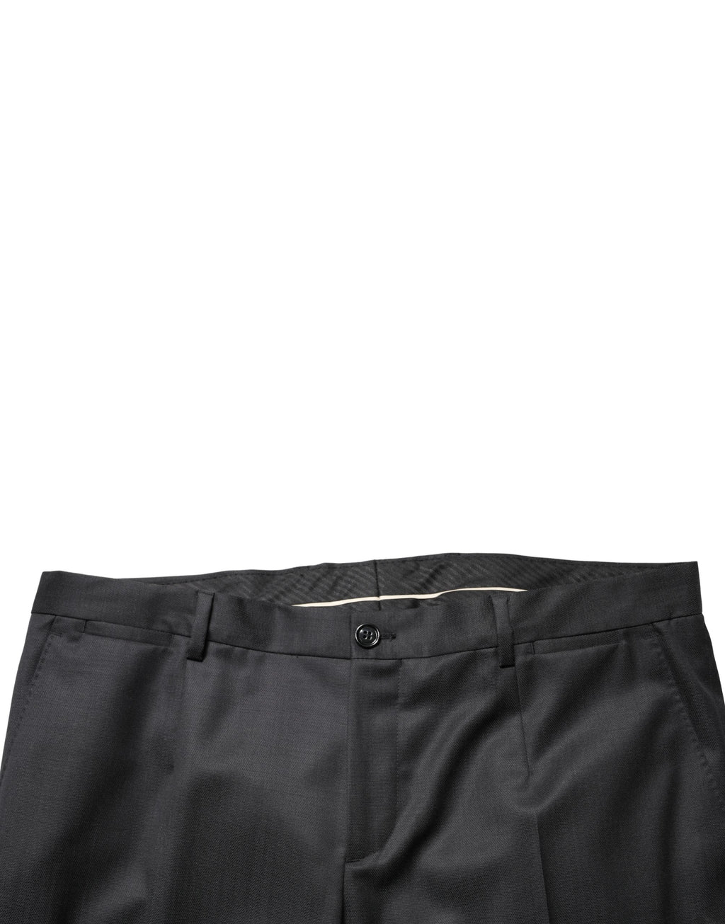 Costume deux pièces noir en laine Dolce & Gabbana avec deux boutons, style formel et élégant pour homme.