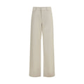 Pantalon en jean beige droit en coton de la marque Fendi, vue de face, détail des coutures et coupe classique.