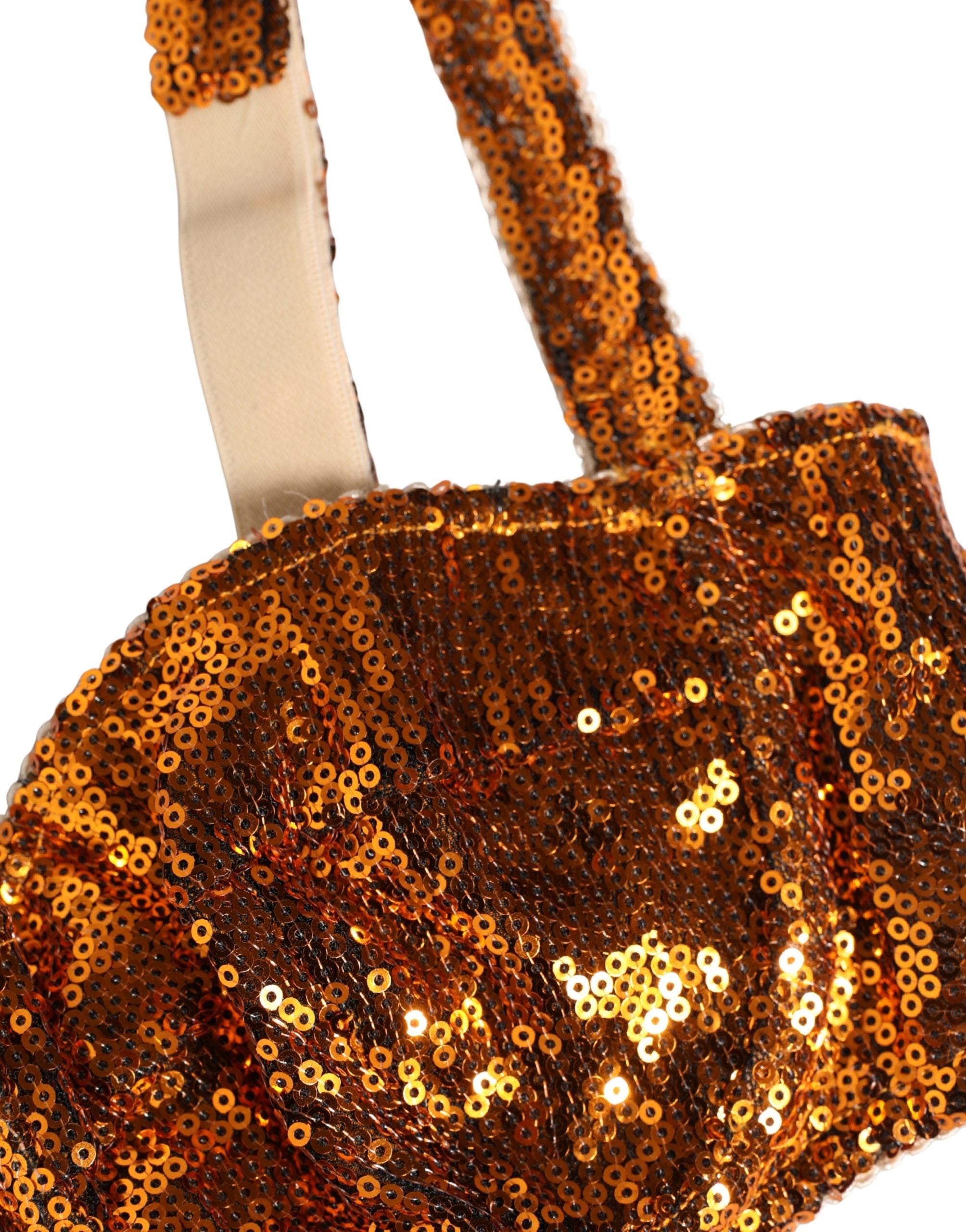 Soutien-gorge balconnet Dolce & Gabbana orné de sequins dorés, lingerie élégante et raffinée.