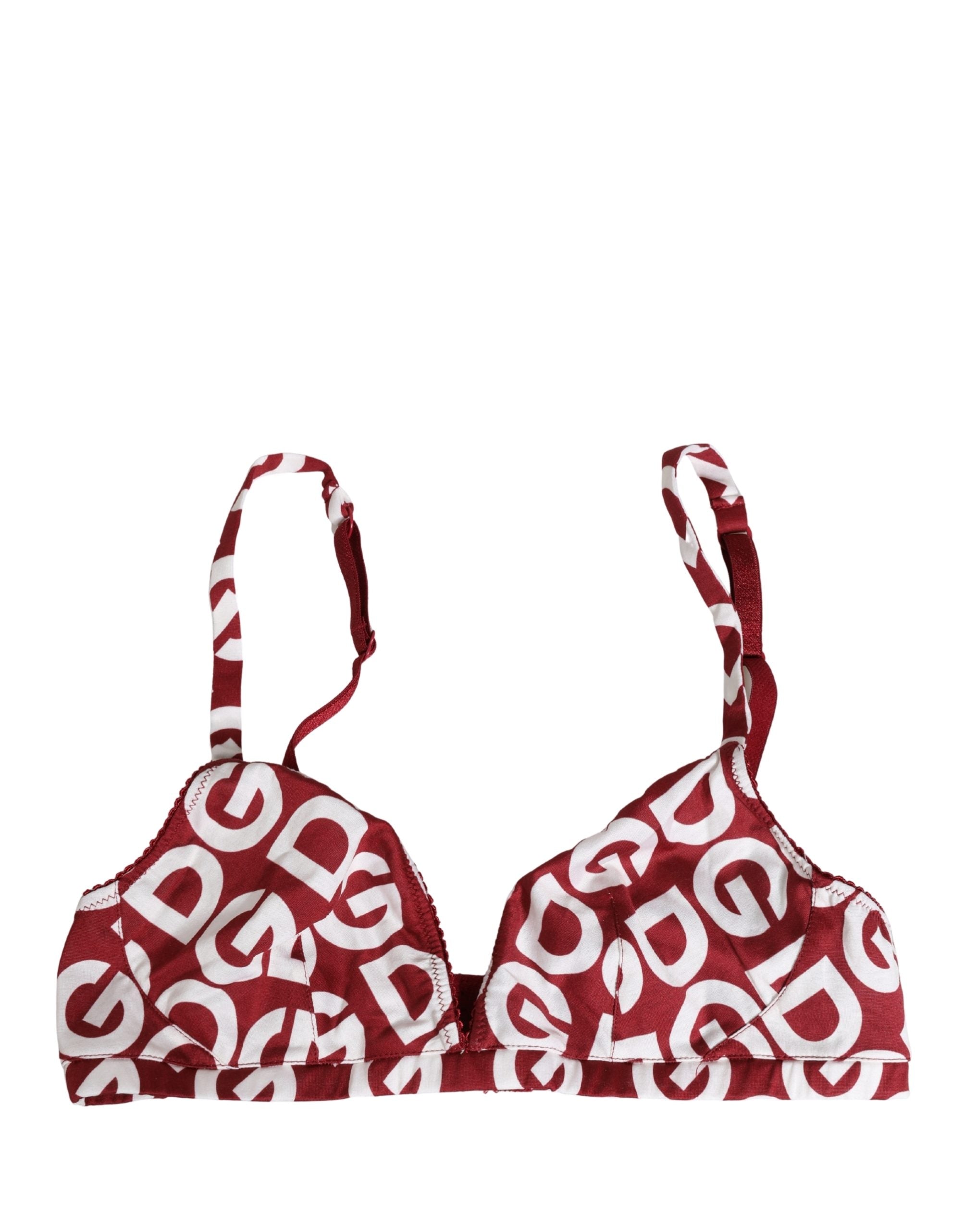 Soutien-gorge en coton doux rouge avec logo monogramme Dolce & Gabbana, sous-vêtements élégants et confortables.