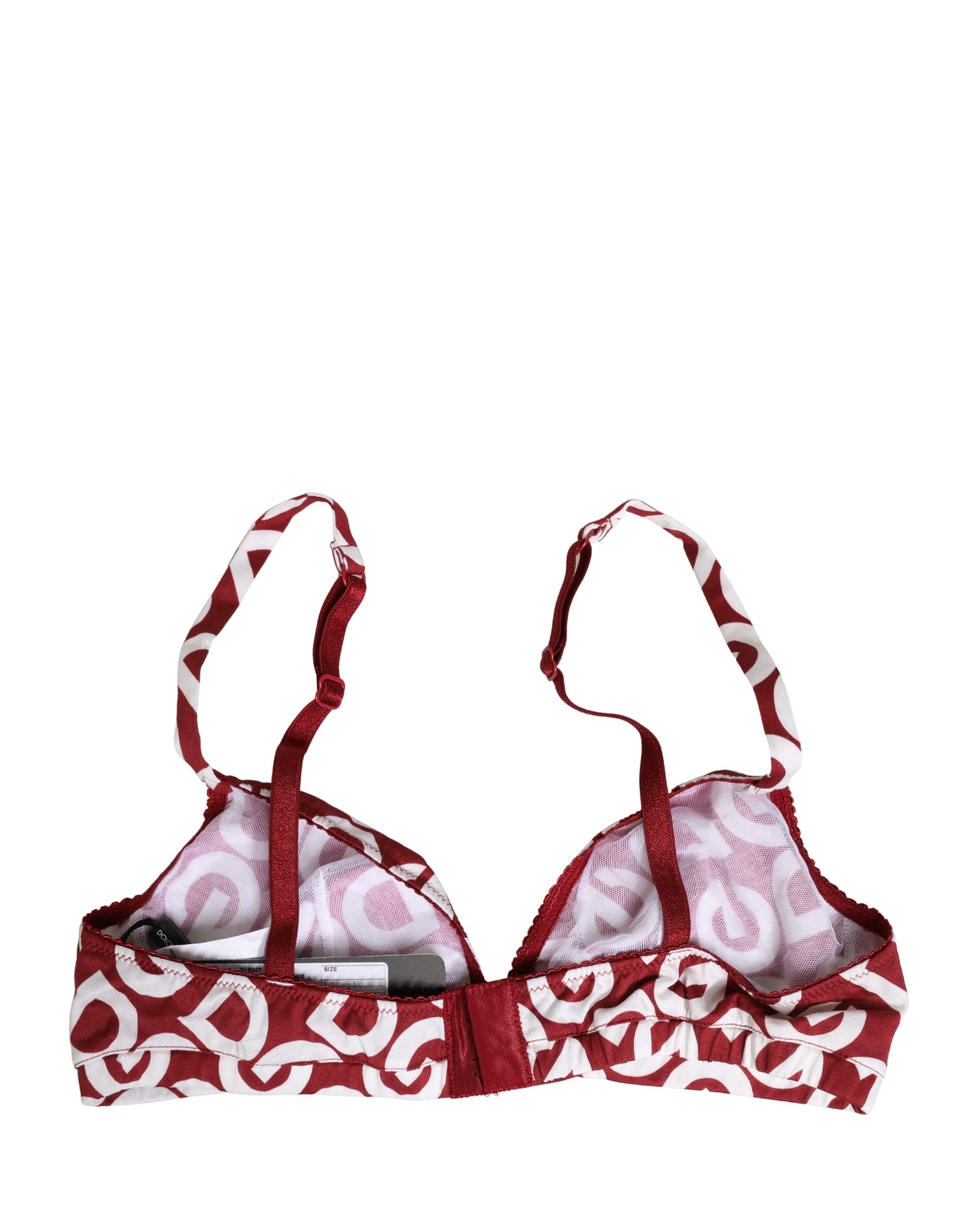 Soutien-gorge en coton doux rouge avec logo monogramme Dolce & Gabbana, sous-vêtements élégants et confortables.