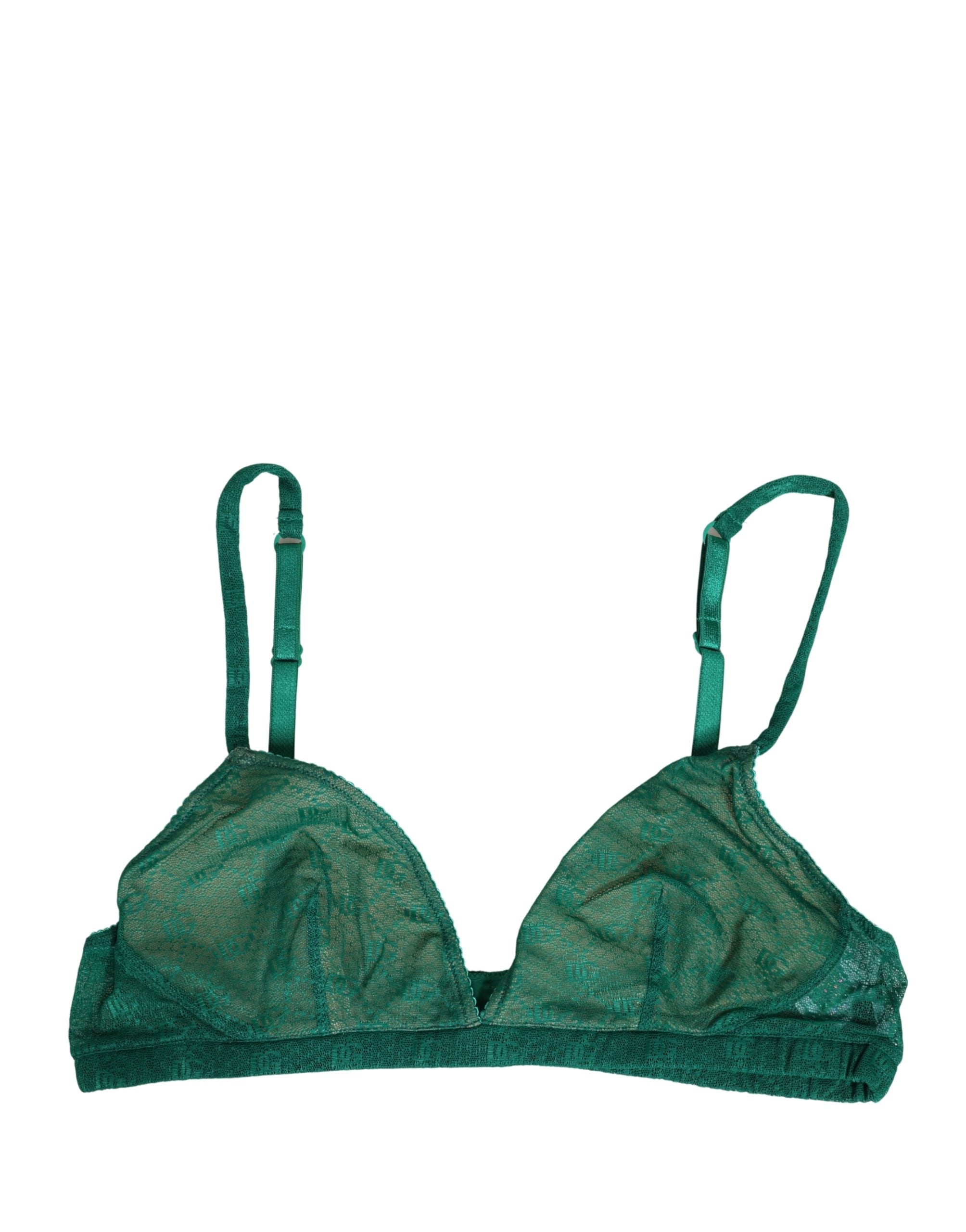 Soutien-gorge en nylon vert stretch doux Dolce & Gabbana, brassière de lingerie confortable avec bonnets sans fer