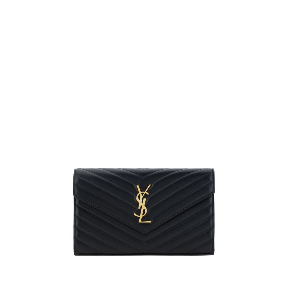 Sac à bandoulière en lambskin noir de Saint Laurent, modèle Ovis Aries avec détails élégants et finition de haute qualité.