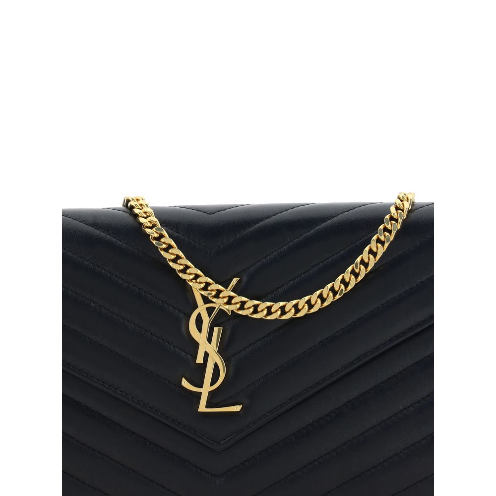 Sac à épaule Saint Laurent en cuir d'agneau noir Ovis Aries avec détails sophistiqués et fini élégant.