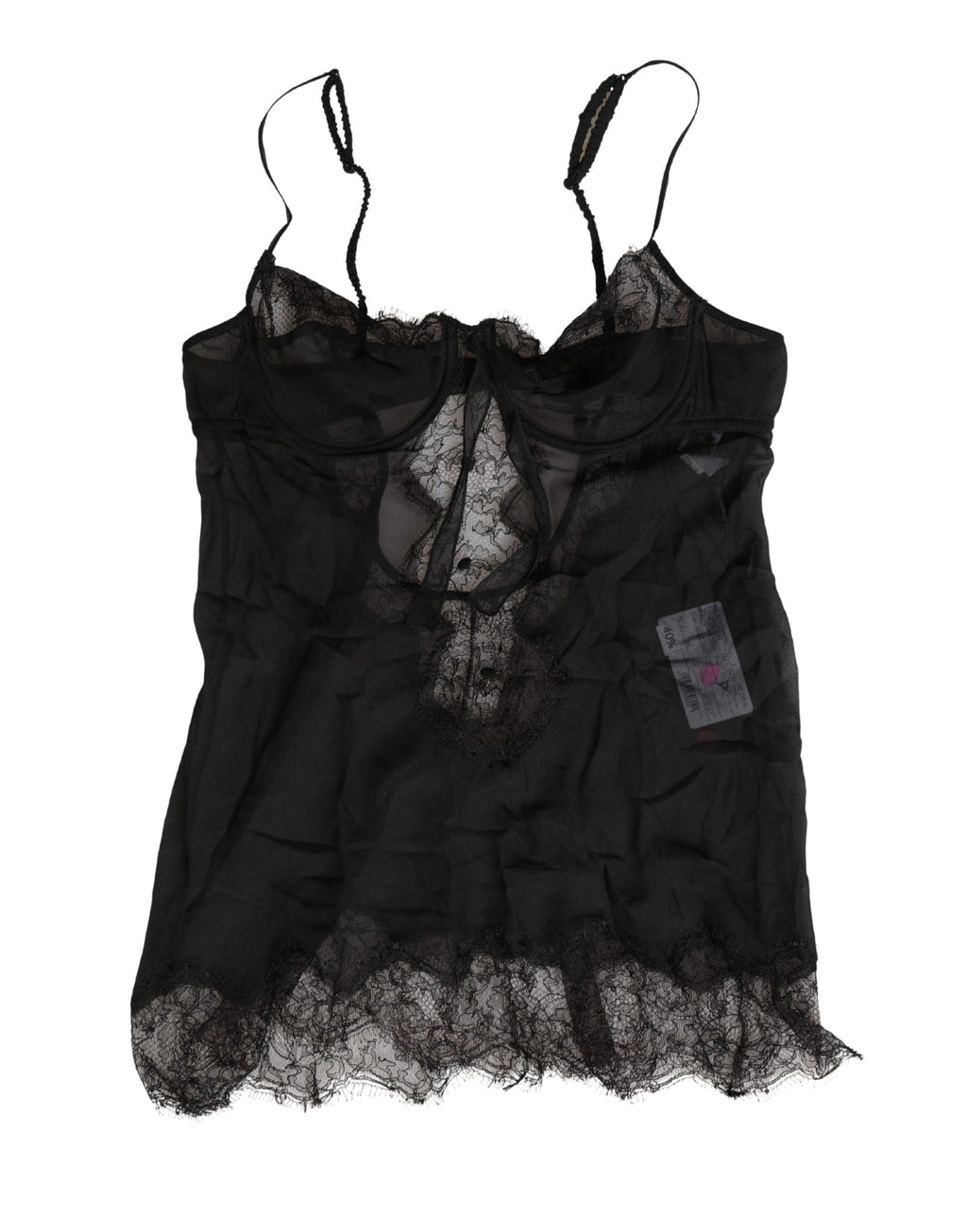 Chemise en soie noire Dolce & Gabbana avec dentelle, lingerie élégante et raffinée pour femme.