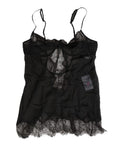 Chemise en soie noire Dolce & Gabbana avec dentelle, lingerie élégante et raffinée pour femme.