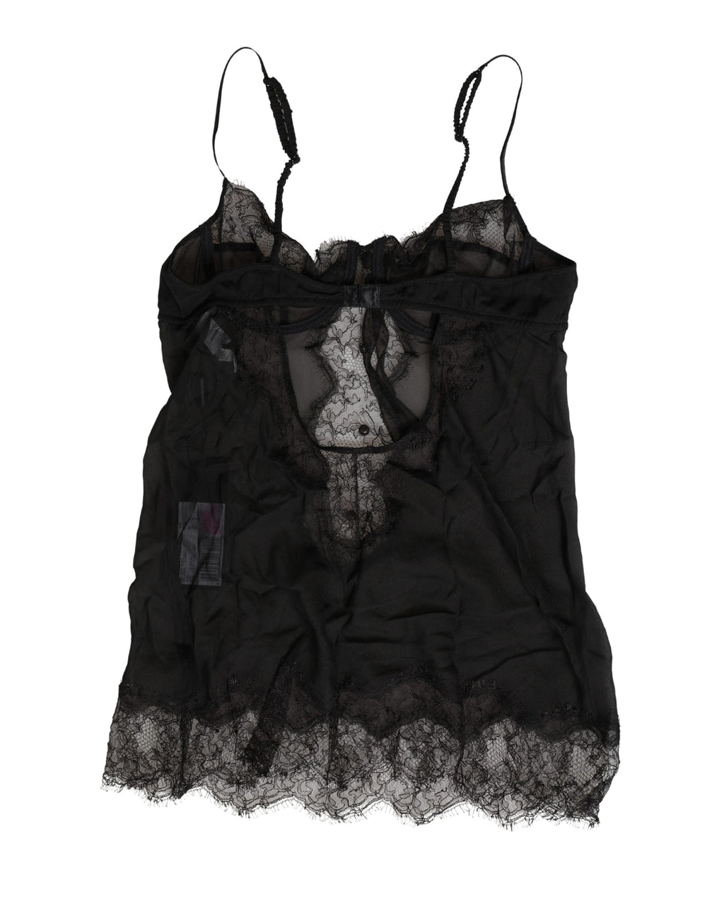Chemise de lingerie en soie noire Dolce & Gabbana avec dentelle, pièce élégante et sophistiquée pour sous-vêtements.