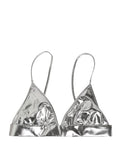 Top bustier sans manches en métal argenté de Dolce & Gabbana, crop top brillant et élégant.