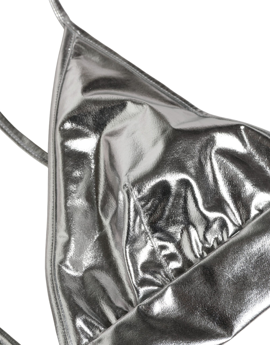 Top bustier sans manches en métal argenté de Dolce & Gabbana, coupe courte et ajustée, avec un fini brillant élégant.