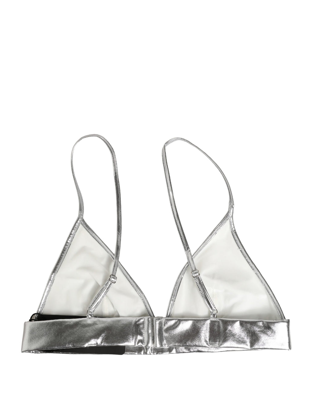 Top bustier sans manches en métal argenté de Dolce & Gabbana, coupe courte et élégant, idéal pour un look sophistiqué.