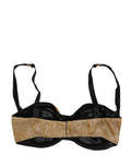 Soutien-gorge balconnet doré Dolce & Gabbana avec armatures semi-rembourrées et détails élégants en satin.