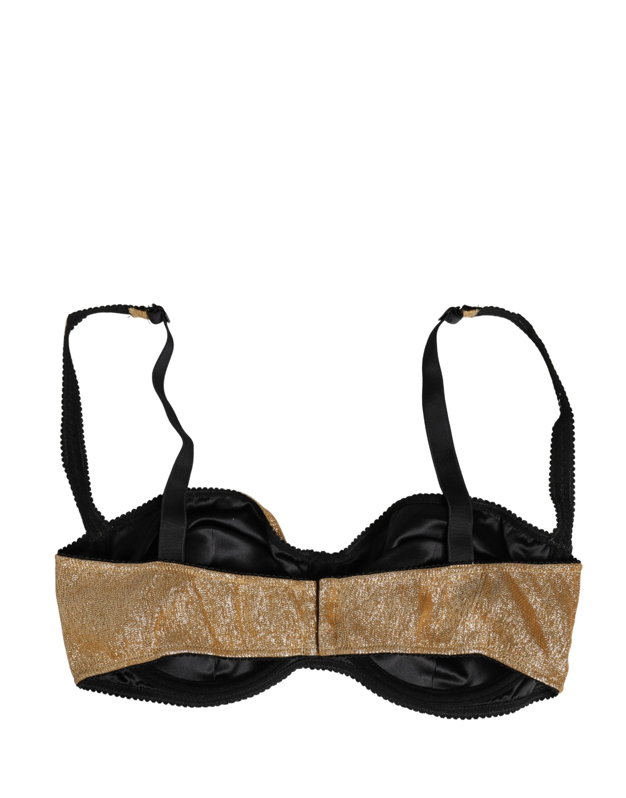 Soutien-gorge balconnet doré Dolce & Gabbana avec armatures semi-rembourrées et détails élégants en satin.