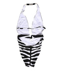 Maillot de bain une pièce Dolce & Gabbana à motif zèbre noir et blanc avec décolleté en V profond, pour femmes.