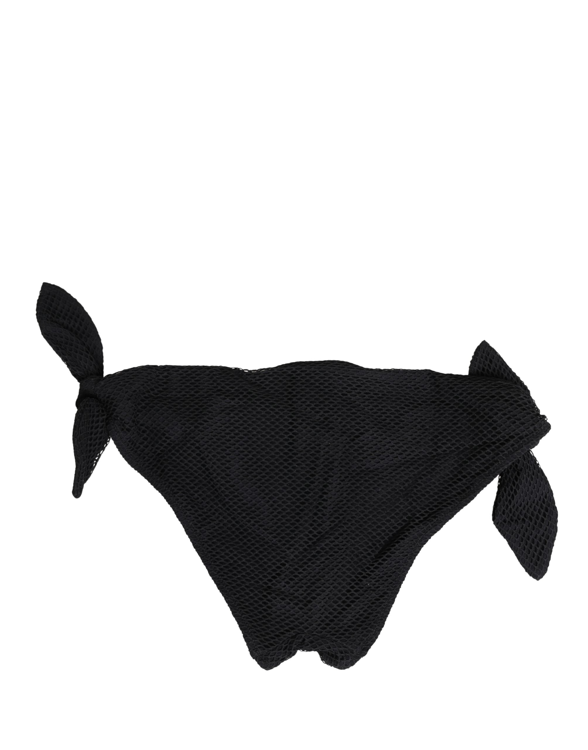 Culotte de bikini noire Dolce & Gabbana avec liens latéraux et logo DG, vêtement de maillot de bain pour femme.