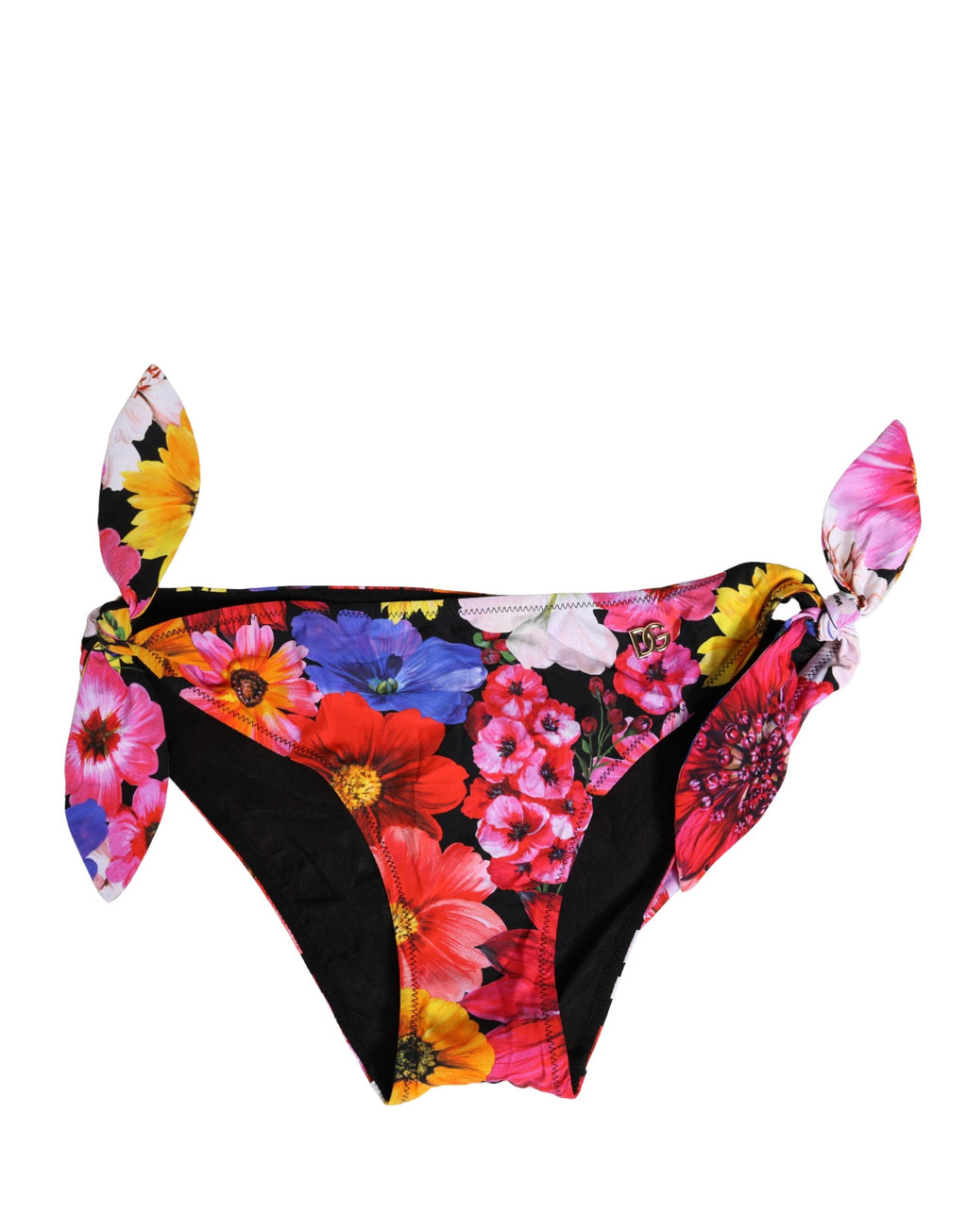Bas de maillot de bain Dolce & Gabbana à fleurs noir, maillot de bain bikini élégant et confortable pour la plage.