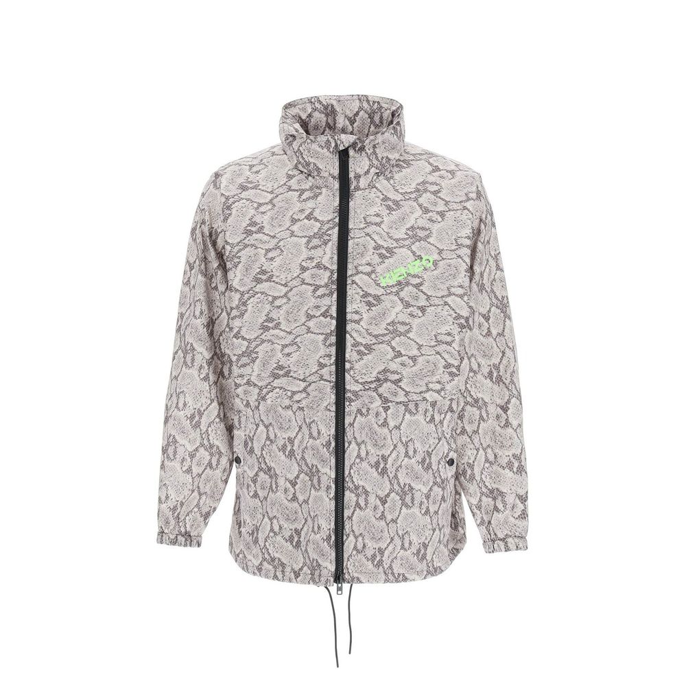 Veste en polyester beige de Kenzo, coupe légère et décontractée, avec capuche et fermeture éclair visible.