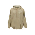 Veste en coton beige longue de Prada, coupe élégante et mode raffinée, vue de face sur un fond neutre.