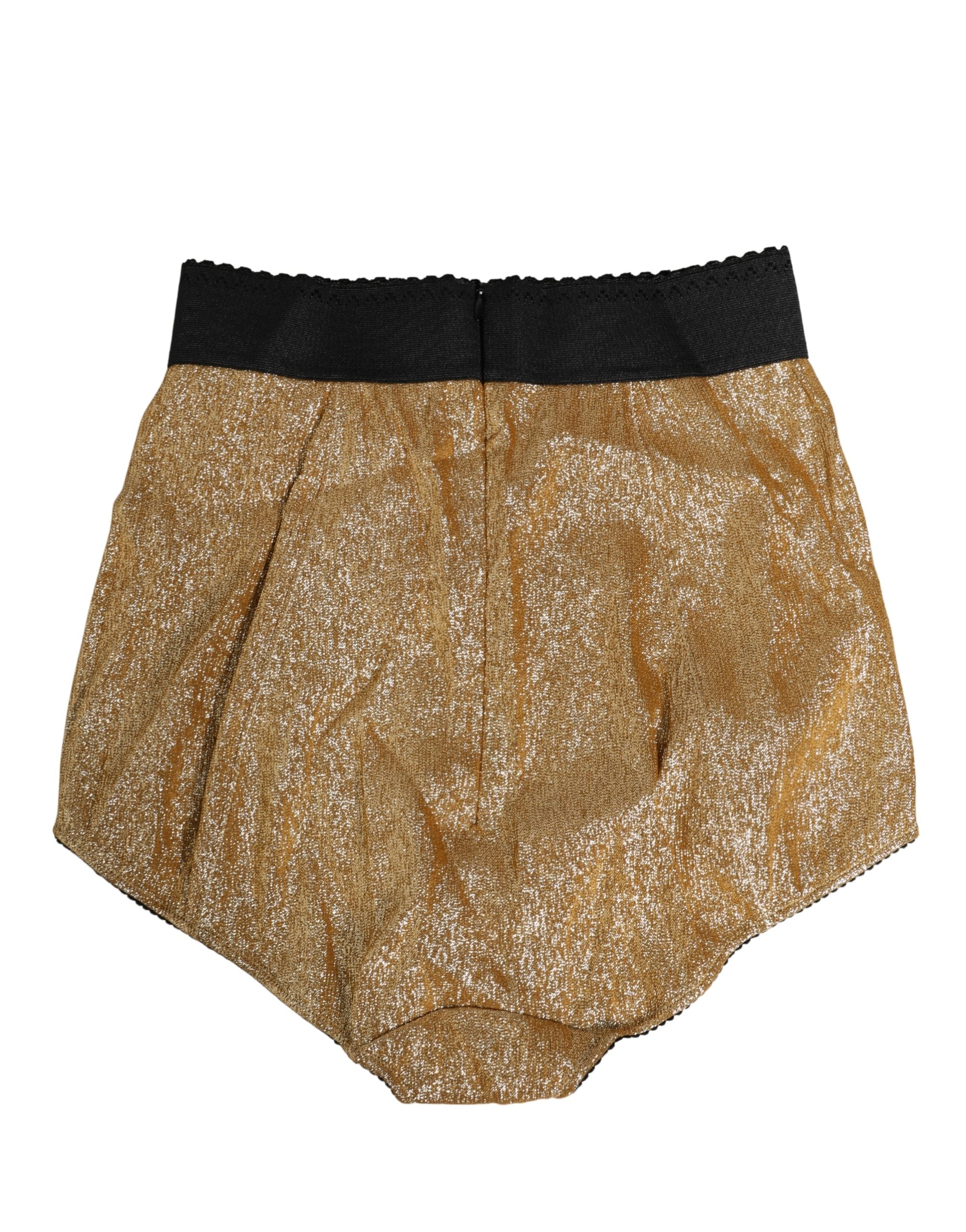 Culotte haute en soie mélangée dorée de Dolce & Gabbana, sous-vêtement de lingerie élégante et sophistiquée.