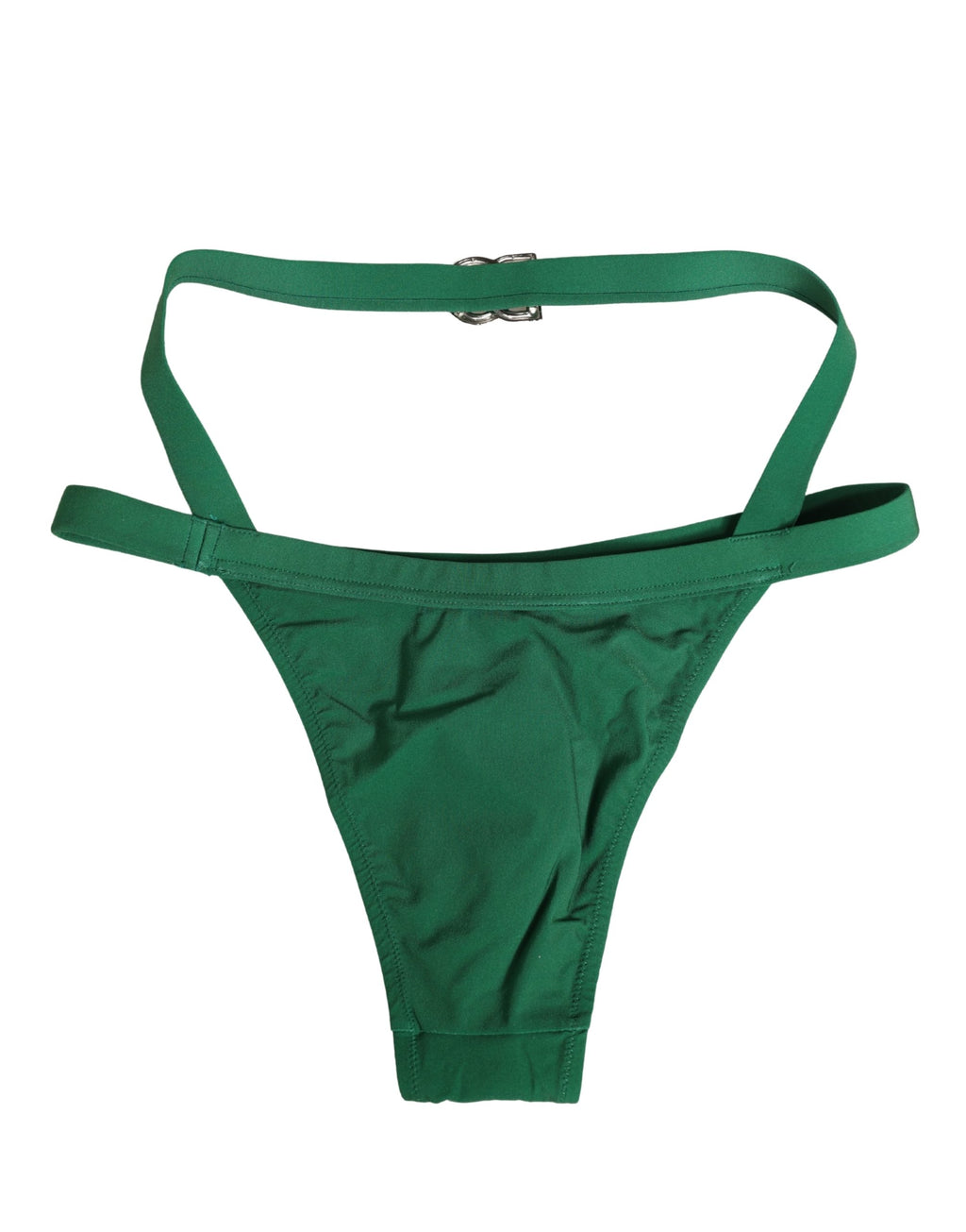 Culotte Dolce & Gabbana en nylon vert avec plaque logo, sous-vêtements femme élégants et confortables.