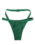 Culotte Dolce & Gabbana en nylon vert avec plaque logo, sous-vêtements femme élégants et confortables.