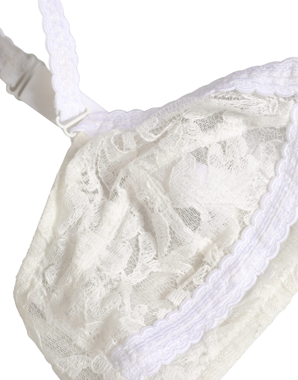 Soutien-gorge en coton blanc en dentelle sans armatures de Dolce & Gabbana, doux et élégant, avec détails en dentelle délicate.
