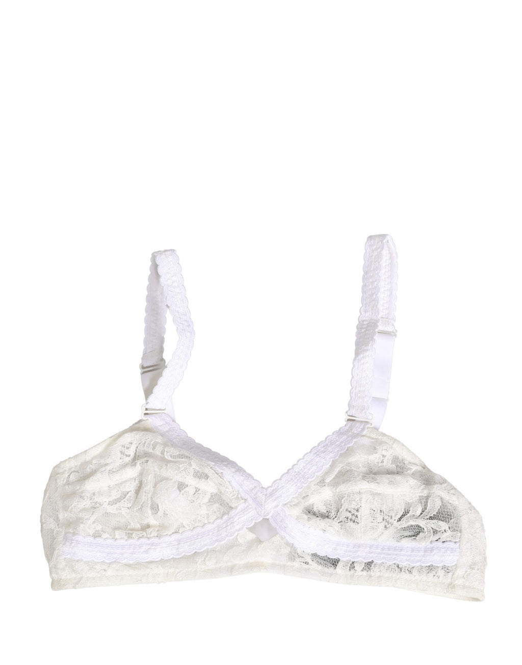 Soutien-gorge blanc en coton et dentelle sans armatures de Dolce & Gabbana, doux et confortable, lingerie élégante pour femme.